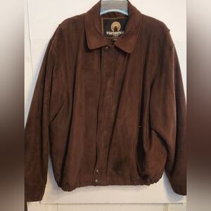 Weatherproof Men's Bomber Brown Jacket Sz XL Vintage Faux Suede